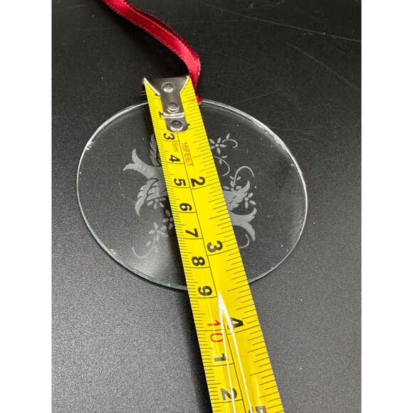 Vtg Avon glass Christmas ornament etched doves rough edges 1980s XMAS READ - Picture 4 of 16